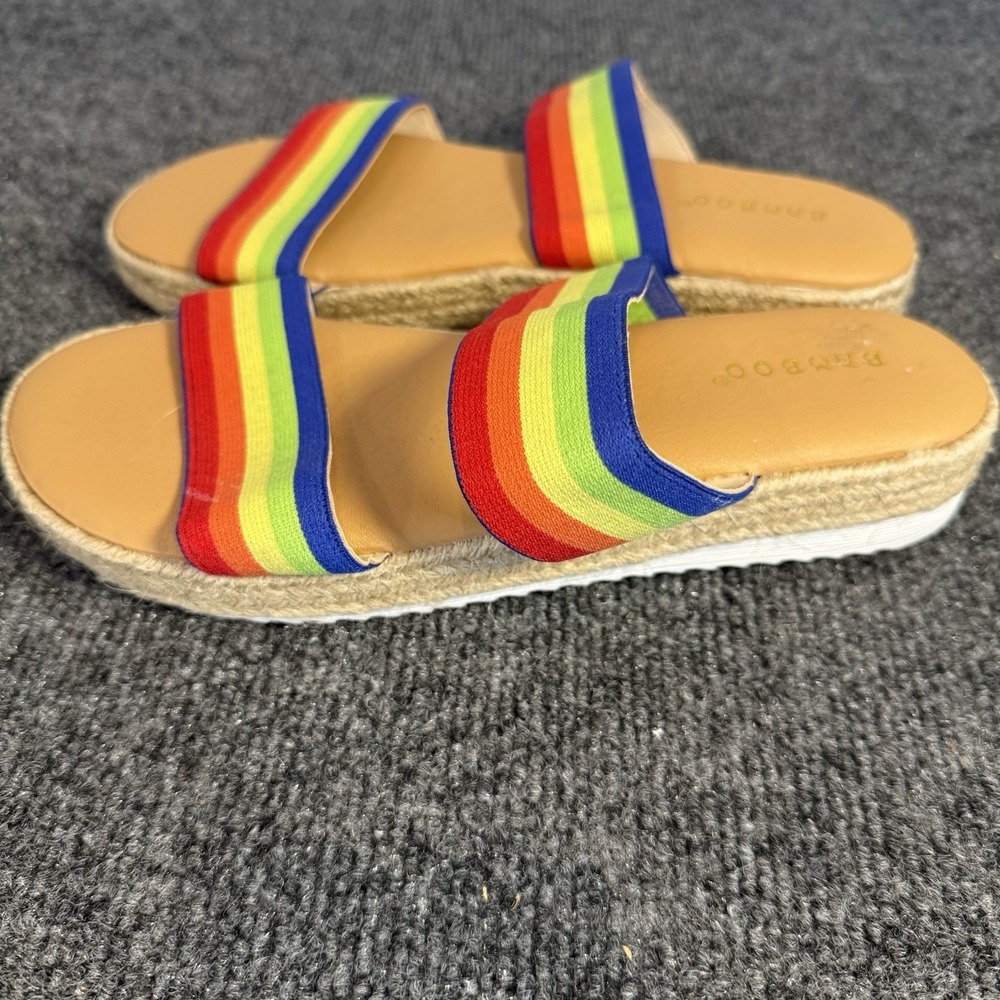 Bamboo Rainbow Double Strap Slide Sandals Women's Size 7.5 Espadrille Boho - Picture 3 of 9